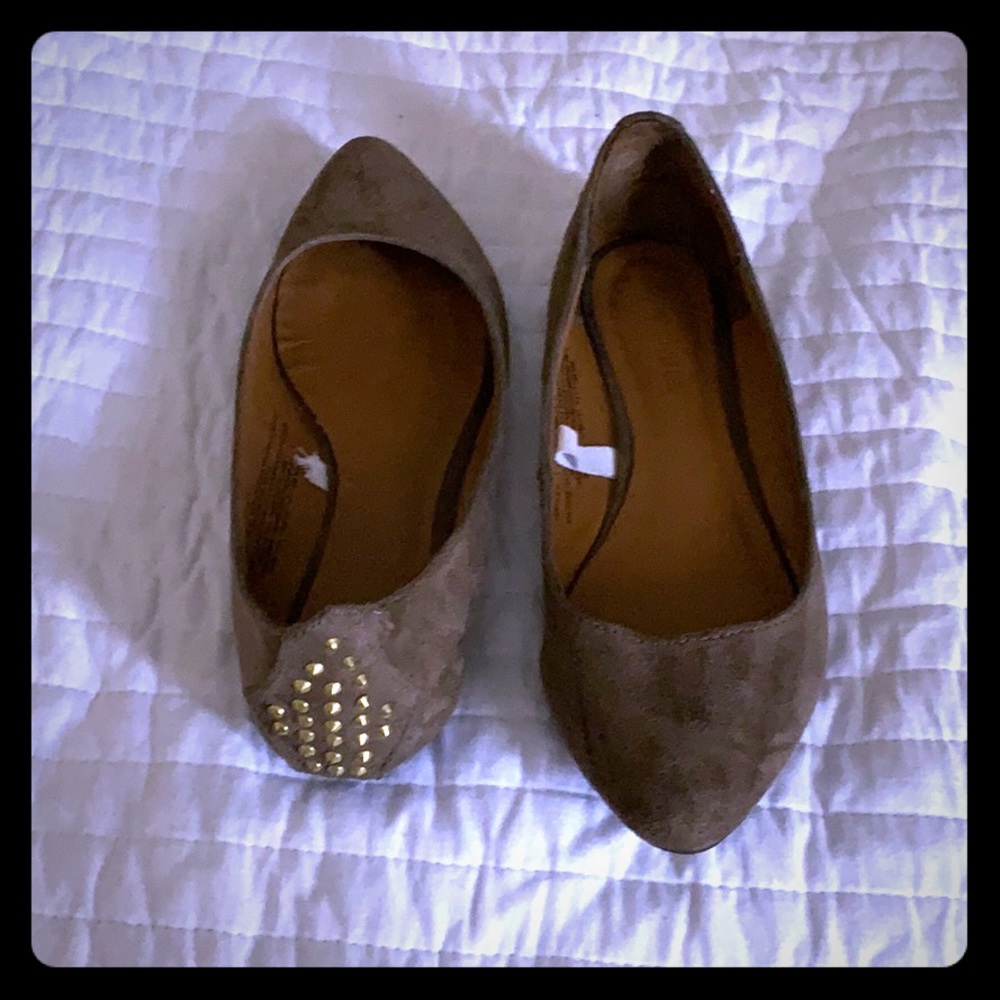 Brown suede flats